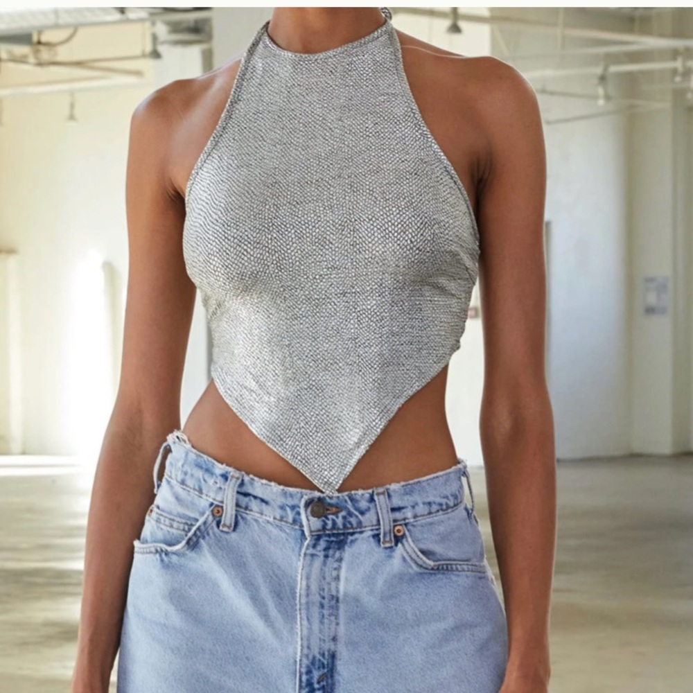 Metallic Halter Top